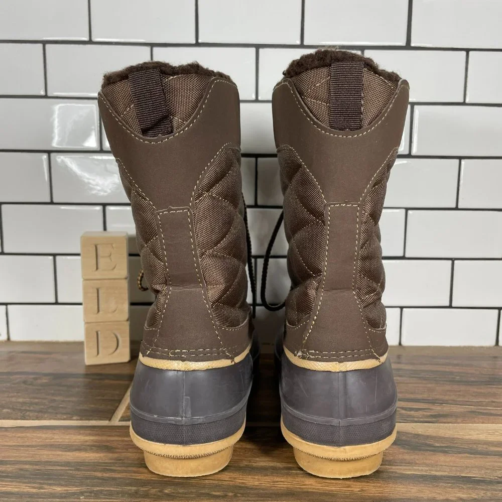Khombu Annabel Women's Size 7 Shoes Brown Quilted Lined Warm Winter Duck Boots